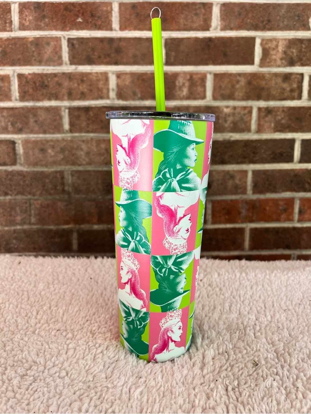 Wicked Pink Green Good Evil Checkered Tumbler New Unused With Papers